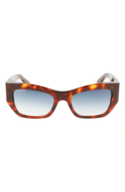 Ferragamo 54mm Modified Rectangular Sunglasses In Red Tortoise