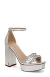 Sam Edelman Ninette Ankle Strap Platform Sandal In Soft Silver