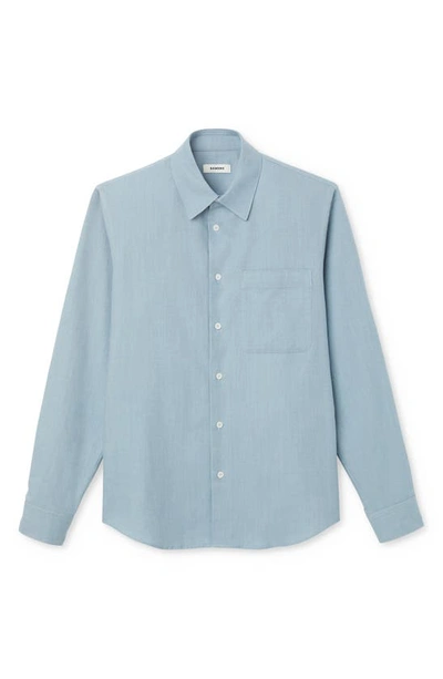 Sandro Solid Flannel Button-up Shirt In Sky Blue