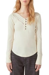 Lucky Brand Lace Mix Trim Henley Top In Cream