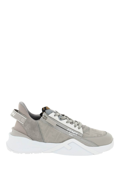 Fendi Sneakers Flow With Logo On The Heel In Grey