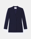 Lafayette 148 Plus-size Finesse Crepe V-neck Blazer In Blue