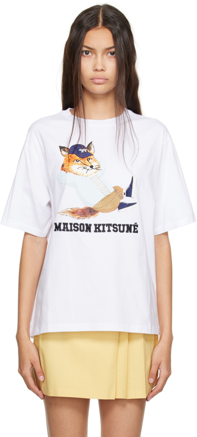 Maison Kitsuné Dressed Fox Print Easy Tee-shirt In White