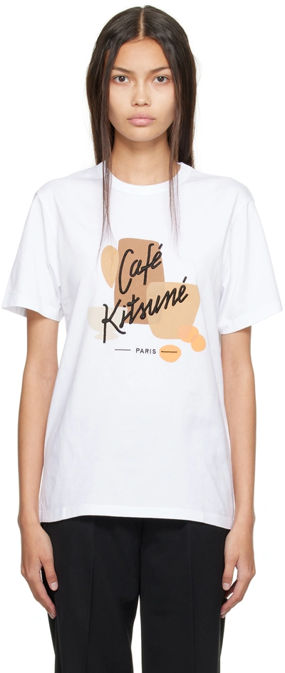 Maison Kitsuné White Café Kitsuné Edition Coffee Composition T-shirt In P102 White Sugar