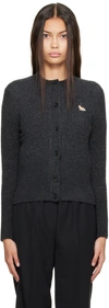 Maison Kitsuné Zebra-patch Knit Cardigan In H170 Dark Grey Melan