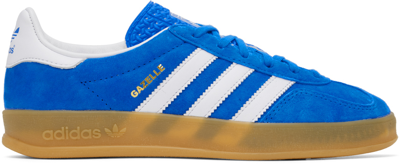 Adidas Originals Gazelle Indoor Leather-trimmed Suede Sneakers In Blue