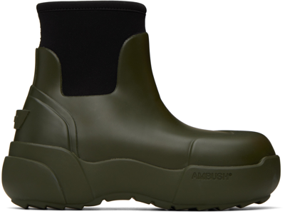 Ambush Khaki Rubber Chelsea Boots In Military Green