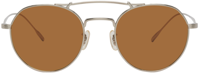 Oliver Peoples Men's Reymont Titanium Double-bridge Round Sunglasses In Silver