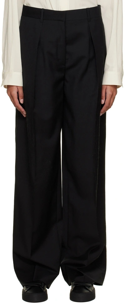 The Row Black Marce Trousers In Onx Onyx