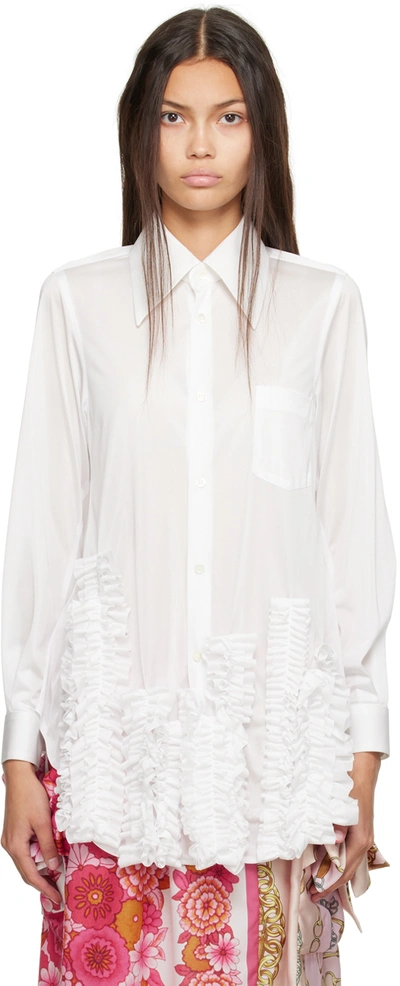 Comme Des Garçons Ruffle-appliqué Shirt In White