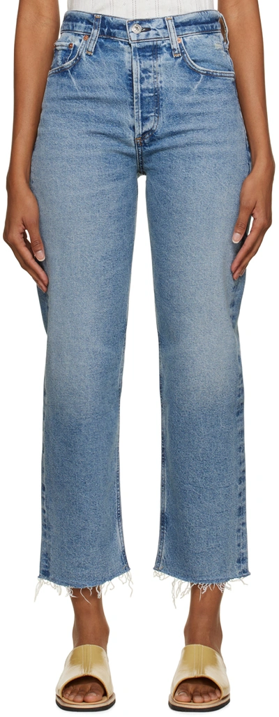 Citizens Of Humanity Blue Florence Wide Straight Jeans In Totem