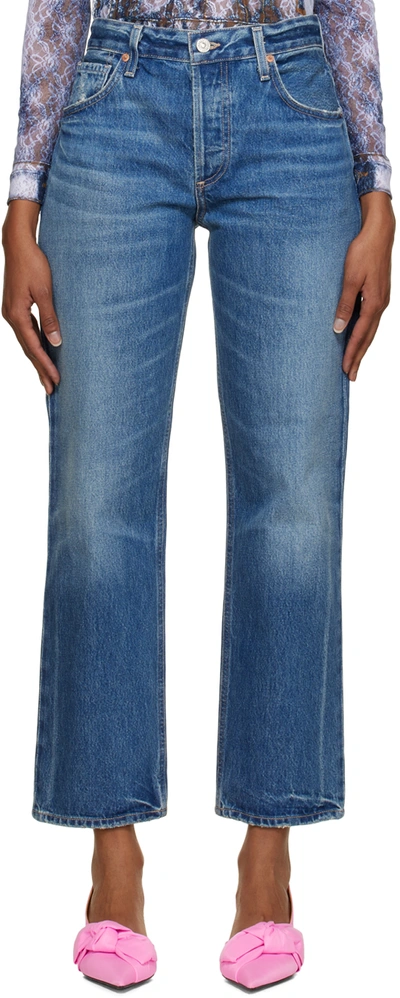 Citizens Of Humanity Blue Neve Low Slung Relaxed Jeans In Denim