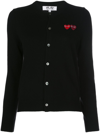 Comme Des Garçons Play Black Double Heart Patch Cardigan In Black