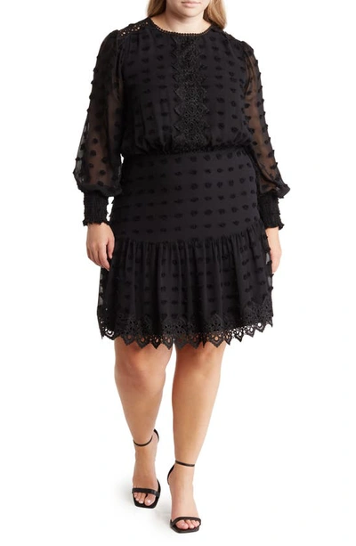 By Design Rina Lace Long Sleeve Dress In Black