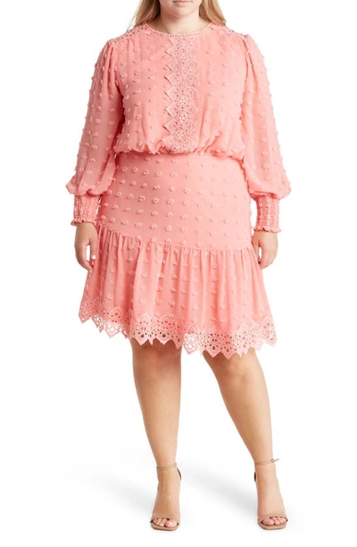By Design Rina Lace Long Sleeve Dress In Rose Petal
