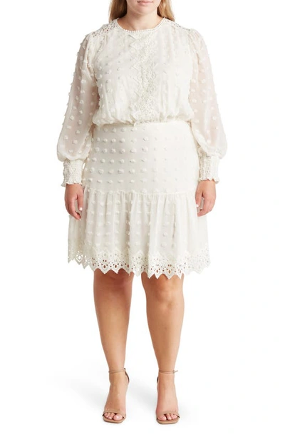 By Design Rina Lace Long Sleeve Dress In Ivory