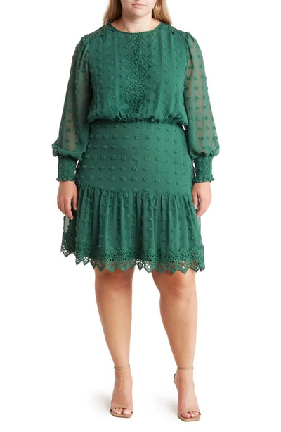 By Design Rina Lace Long Sleeve Dress In Emerald