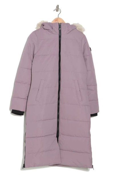 Noize Long Parka With Faux Fur Trim In Wisteria
