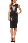 Love By Design Linette One-shoulder Faux Leather Cocktail Dress In Black