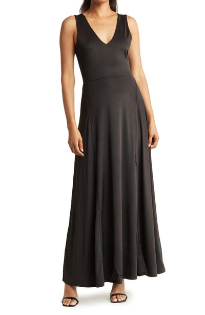 Love By Design Geneva V-neck Sleeveless Maxi Dress In Black
