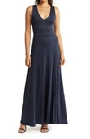 Love By Design Geneva V-neck Sleeveless Maxi Dress In Navy Blazer