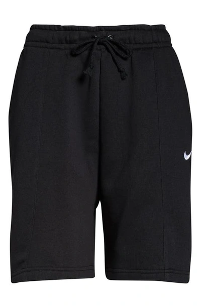 Nike Sportswear Essential Fleece Shorts In Black/ White
