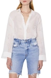 Frame Embroidered Eyelet Button-up Shirt In Blanc