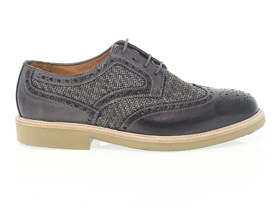 Antica Cuoieria Mens Grey Leather Lace-up Shoes