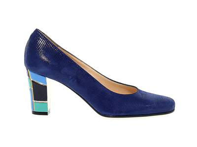 Martina Womens Blue Leather Pumps