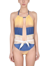 Alberta Ferretti One Piece Swimsuit With Tie Dye Print In Blue