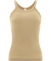 Re/done Ribbed Scoop-neck Fitted Tank In Sand
