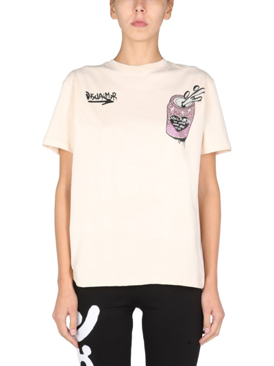Disclaimer T-shirt With Crystal Logo In White