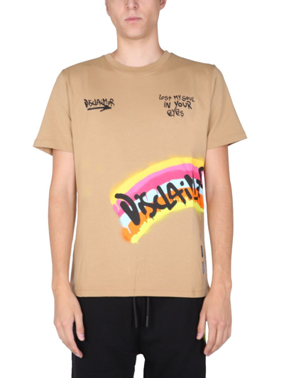 Disclaimer T-shirt With Screen Print In Brown