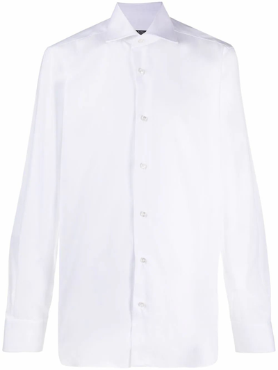 Barba Men's White Cotton Shirt