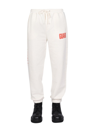 Helmut Lang Logo Print Jogging Pants In White