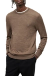 Allsaints Mode Merino Wool Embroidered Logo Regular Fit Crewneck Sweater In Light Coco