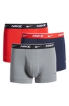 Nike 3-pack Dri-fit Essential Stretch Boxer Brief Set In Grey Red