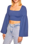 Susana Monaco Bell Sleeve Square Neck Crop Top In Night Sky