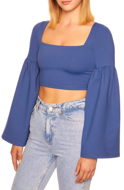 Susana Monaco Bell Sleeve Square Neck Crop Top In Night Sky