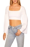 Susana Monaco Bell Sleeve Square Neck Crop Top In Sugar