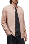 Allsaints Hawthorne Slim Fit Stretch Cotton Button-up Shirt In Clay Pink