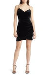 Jump Apparel Embellished Strap Velvet Minidress In Black