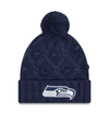 New Era College Navy Seattle Seahawks Toasty Cuffed Knit Hat With Pom In Navy