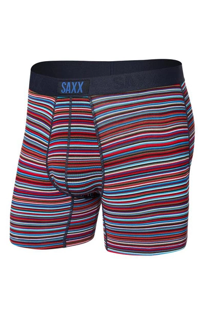 Saxx Vibe Super Soft Slim Fit Boxer Briefs In Blue Vibrant Stripe
