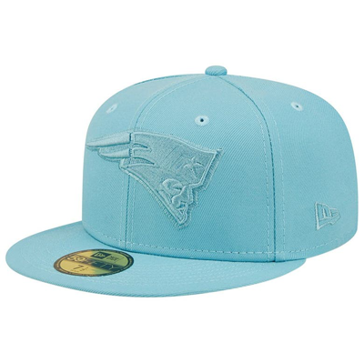 New Era Aqua New England Patriots Color Pack 59fifty Fitted Hat In Blue