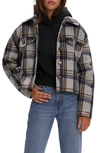 Noize Plaid Crop Shacket In Italian Clay