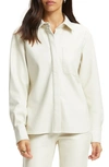 Good American Better Than Leather Faux Leather Button-up Shirt In Bone001