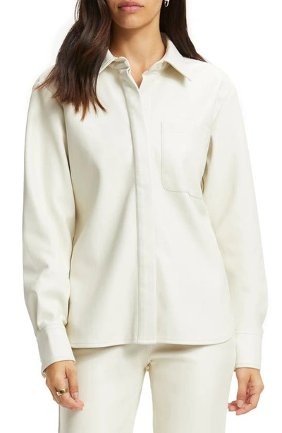 Good American Better Than Leather Faux Leather Button-up Shirt In Bone001