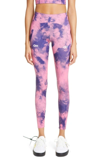 Off-white Logo-print Tie-dye Leggings In Mixed Colours