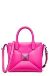 Valentino Small One Stud Leather Top Handle Bag In Uwt Pink Pp